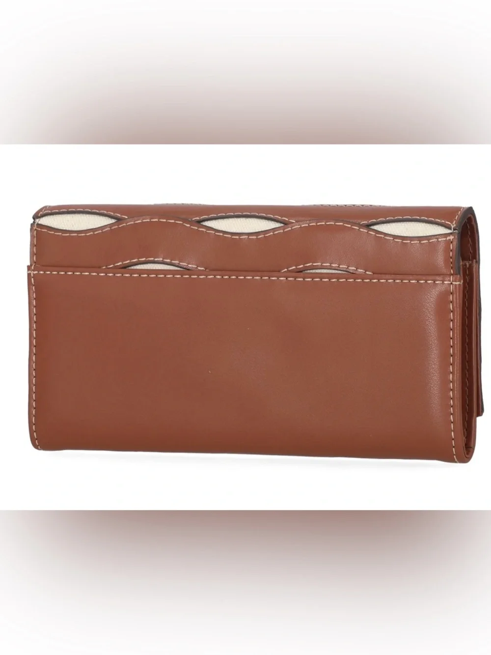Free Assembly Avery Cut Out Clutch Wallet Cognac Brown Cream NWT